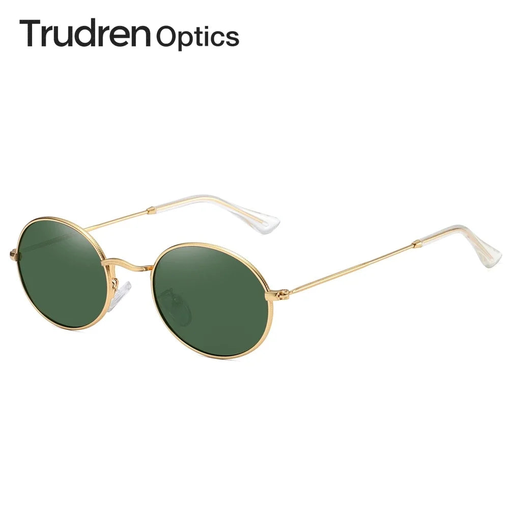 Trudren Unisex Designer Small Oval Sunglasses for Men Classic Retro Polarized Sun Glasses Womens Coin Edge Metal Sunglass RB3547