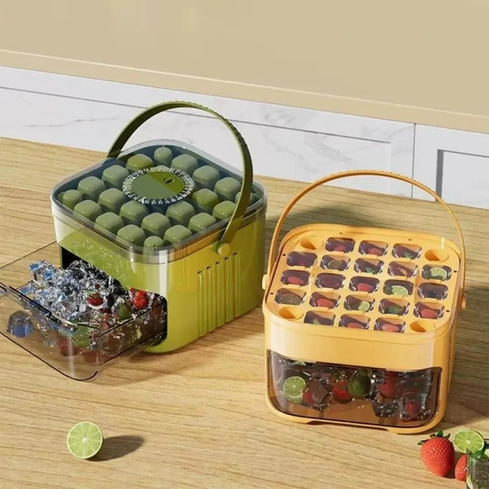 50-Cube Ice Maker with Easy Press Cap Large Capacity Double-layer Ice Cube Machine with Easy-press Lid Reusable Ice Cube Maker