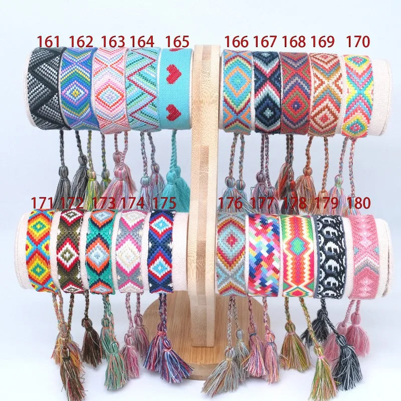 Bohemia HandmadeTassel Adjustable Bracelet For Women Colorful Woven Webbing Hand Rope Fashion Friendship Jewelry Wholesale Gift