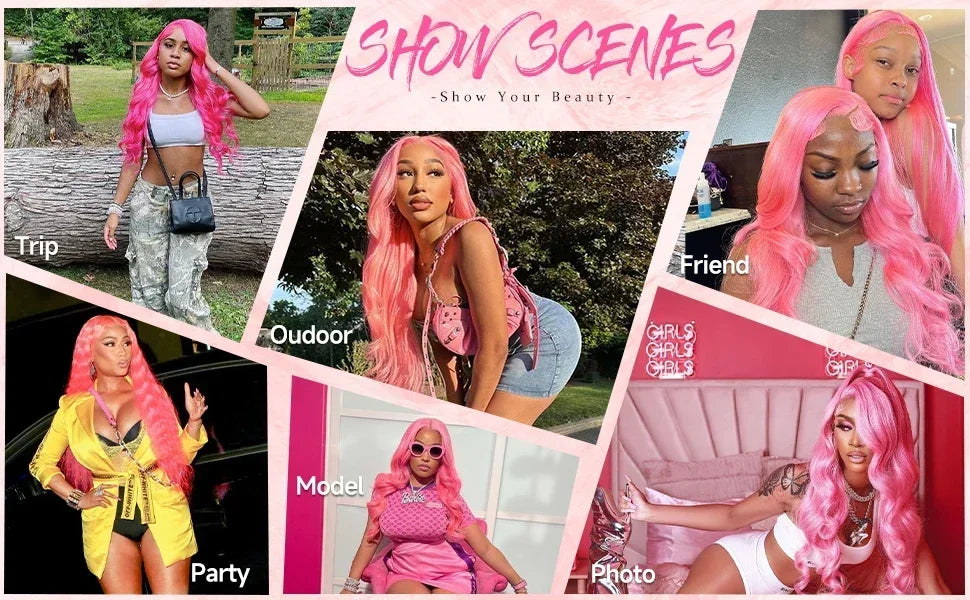 Light Pink Lace Front Wig Human Hair 13x6 Hd Transparent Lace Frontal Wig 13x4 Pink Colored Body Wave Human Hair Wigs For Women