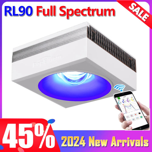 PopBloom RL90 WiFi Led Aquarium Light Full Spectrum,App Control Marine Aquarium Light for Reef Coral Seawater Aquarium Tank Lamp