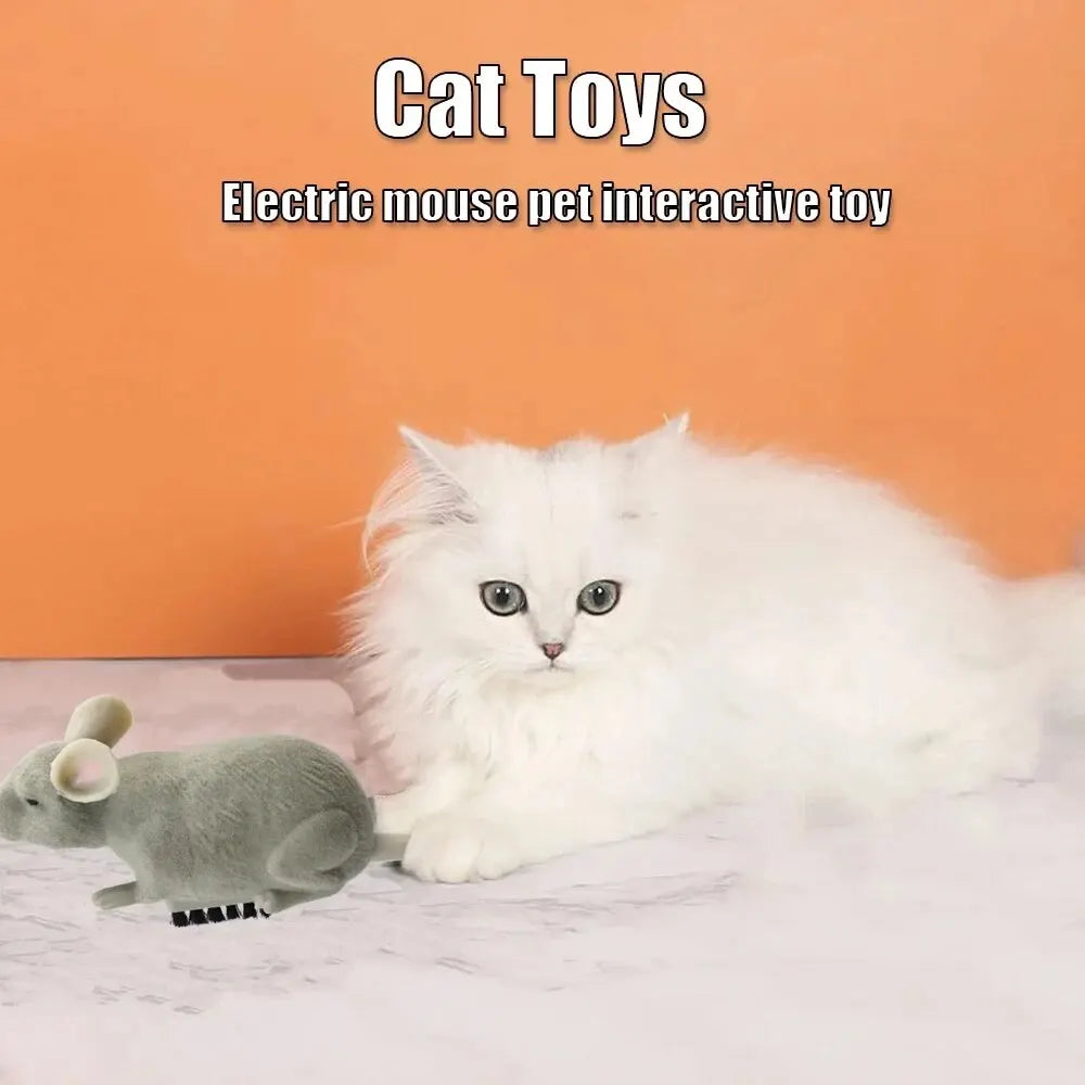 Electric Mouse Toys Cat Play Automatic Escape Robot Vibration Crawling Battery Operated Plush Mouse Pet Interaction Plaything