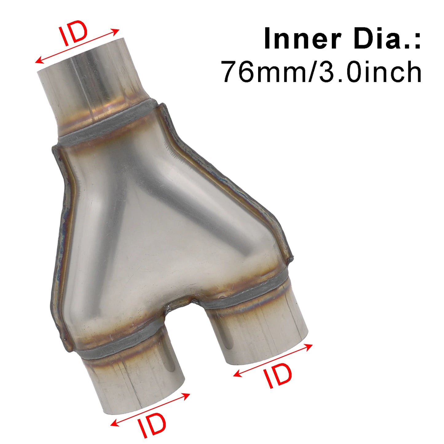 Dual Exhaust Tips Universal Car Exhuast Y Pipe Double Outlet Muffler Tip 409 Stainless Steel 3-Way Pipe Car Tail 51 57 63 76MM