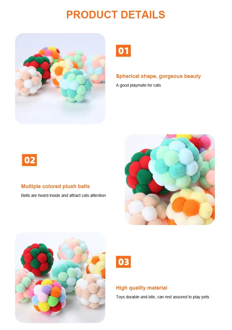 Bell Ball Cat Cat Toy Bouncy Ball Kitten Interactive Toy Plush Ball Planet Toy Cat Training With Bell Ring Playing Chew Balls