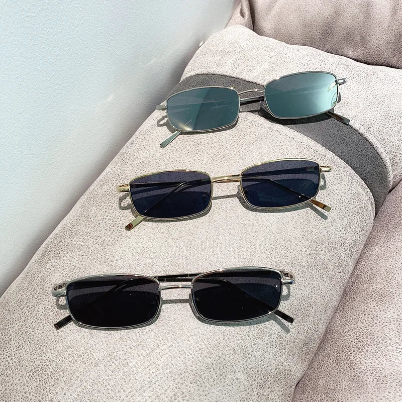 New Retro Small Rectangular Sunglasses 2023 Fashion Retro Metal Frame Sun Glasses for Men Women Small Square Sunglasses Summer