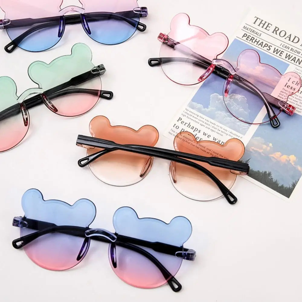 Kids Sun Sunglasses Bear Shape Children Glasses Cartoon Rimless UV400 Child Eyeglasses Outdoor Anti-Glare Girls Boys Sunglasses