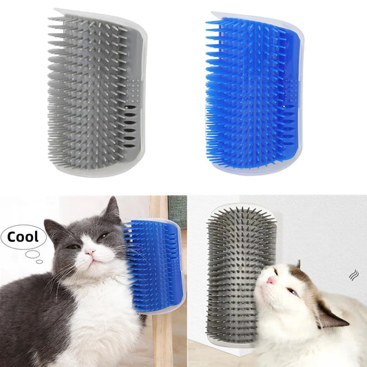 Cat Self Groomer with Catnip Wall Corner Scratcher Comb Soft Grooming Massage Brush Toy Scratch Massager Tool for Kitten Puppy