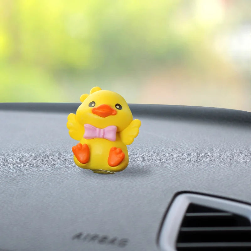 Anime Figure Swing Duck Model Decor Little Yellow Duck Auto Rearview Mirror Hanging Pendant Cute Car Ornaments Accessories Gifts