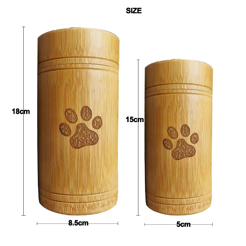 Handmade Bamboo Pet Urns Dog Paw Cat Foot Pattern Cremation Ashes Urn Keepsake Casket Columbarium Urns for Cat Dogs Accessories