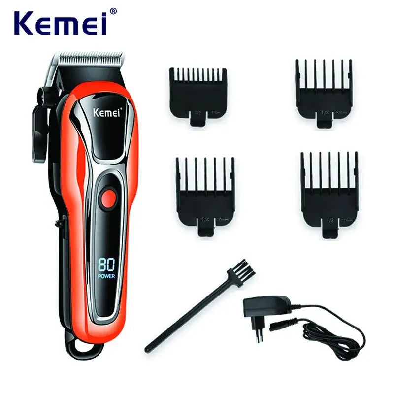 Kemei Electric Trimmer Hair Clipper Professional Rechargeable Electric Shaver with LCD Display Wireless Beard Trimmer