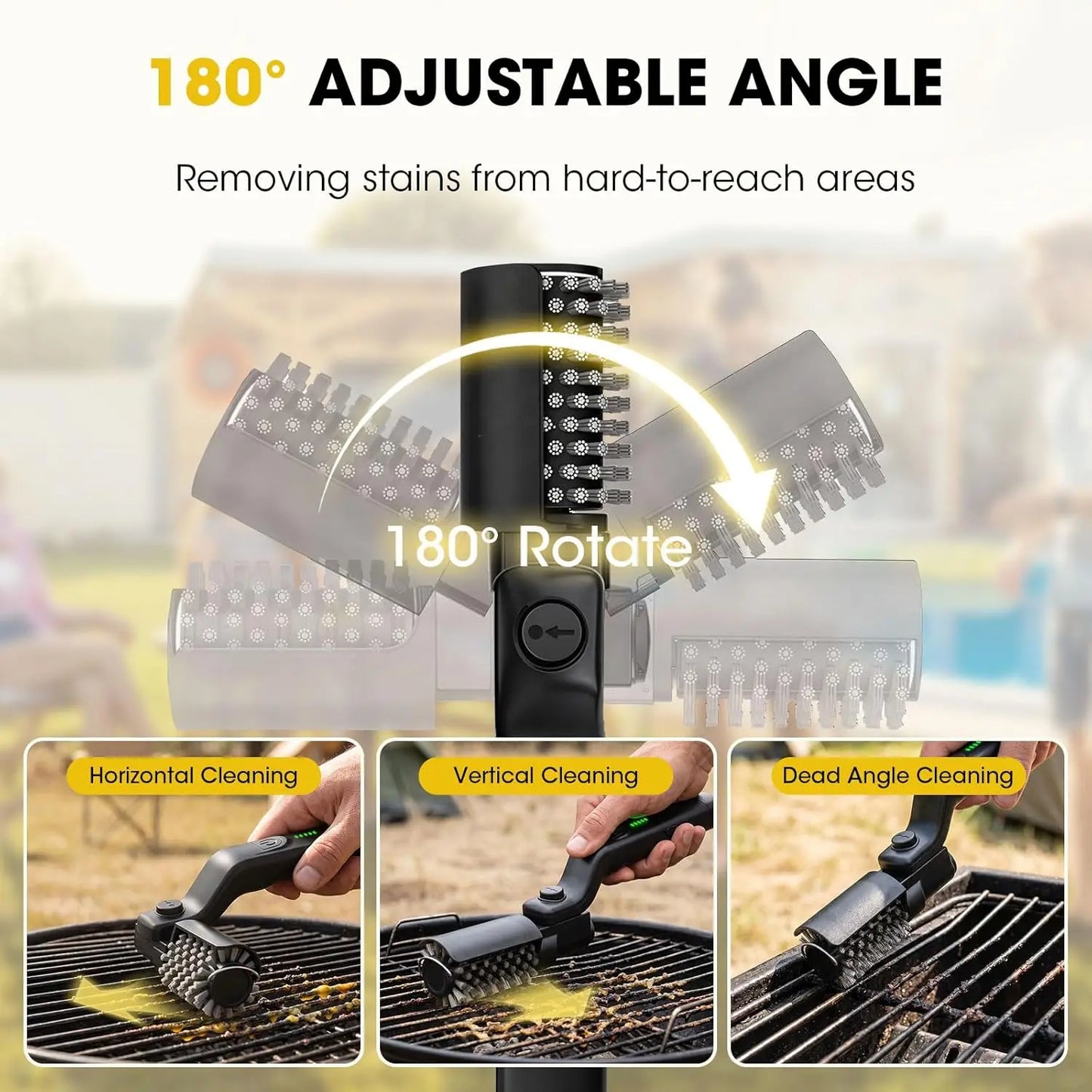 Electric Rotating BBQ Grill Brush Heavy Duty Grease Cleaner New Roller Brush Cleaning Barbecue Grid Brush Tool or Brush Head