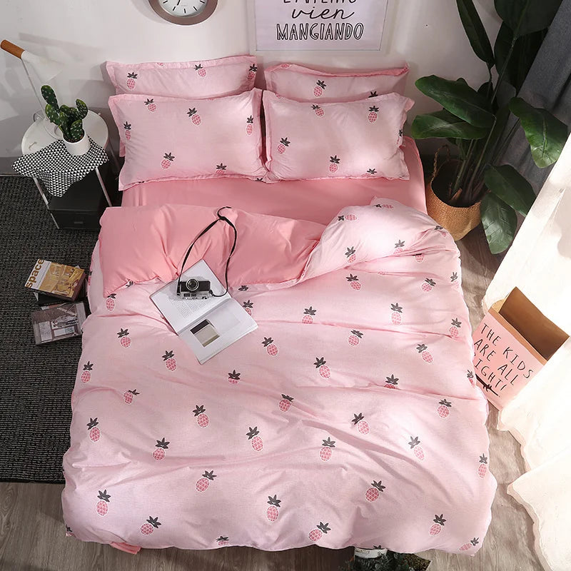 Solstice Home Textile Black Lattice Duvet Cover Pillowcase Bed Sheet Simple Boy Girls Bedding Sets Single Twin Double Cover Beds