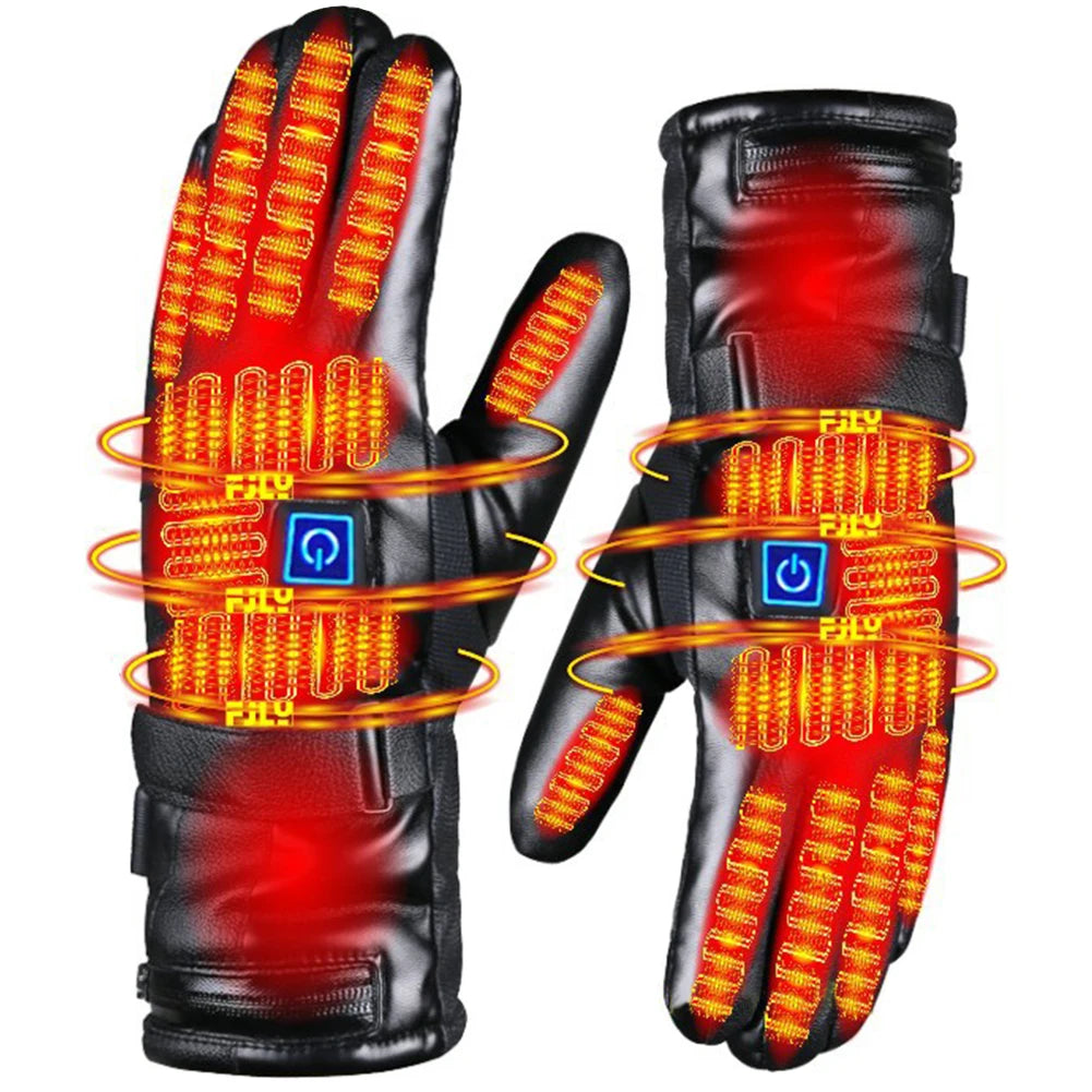Rechargeable Heating Gloves 3 Temperature Levels Waterproof Electric Winter Gloves Hand Warmer for Outdoor Cycling Skiing Hiking