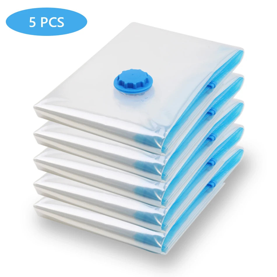 5PCS Vacuum Storage Bags Travel Compression Package  Compressed Closet Home Organizer for Pillows Clothes Bedding Foldable Seal