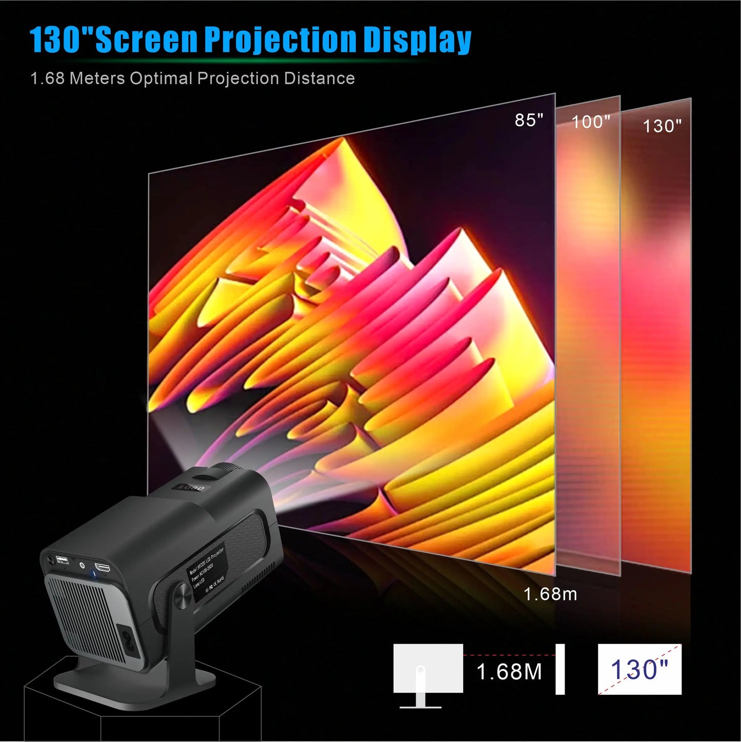 4K Smart Projector HY320 mini Android 11 Dual Wifi6 200 ANSI Allwinner H713 BT5.0 1080P 1980*1080P Home Cinema Outdoor Projetor