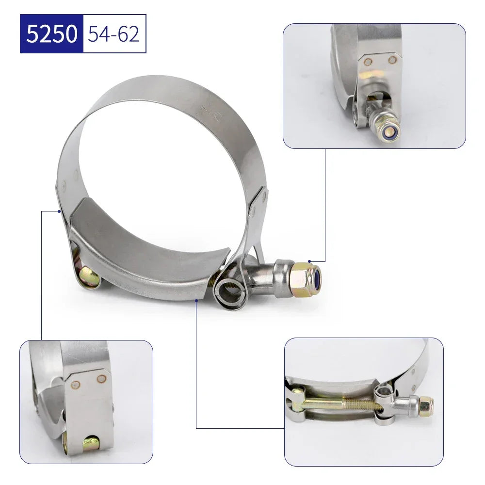 40-112mm 2/2.25/ 2.5/ 2.75/ 3.0/ 3.25/ 3.5/4.0" T-Bolt Exhaust Steel Hose Clamp Intake Turbo Intercooler Silicone Coupler Clamps