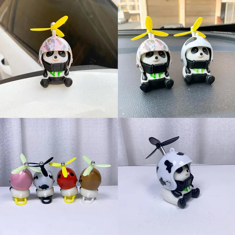 Car Styling Ornaments Car Little Yellow Duck Panda Pig Animal Toy Deaor Helmet Wind Broken Small Duck Bike Moto Driving Decor