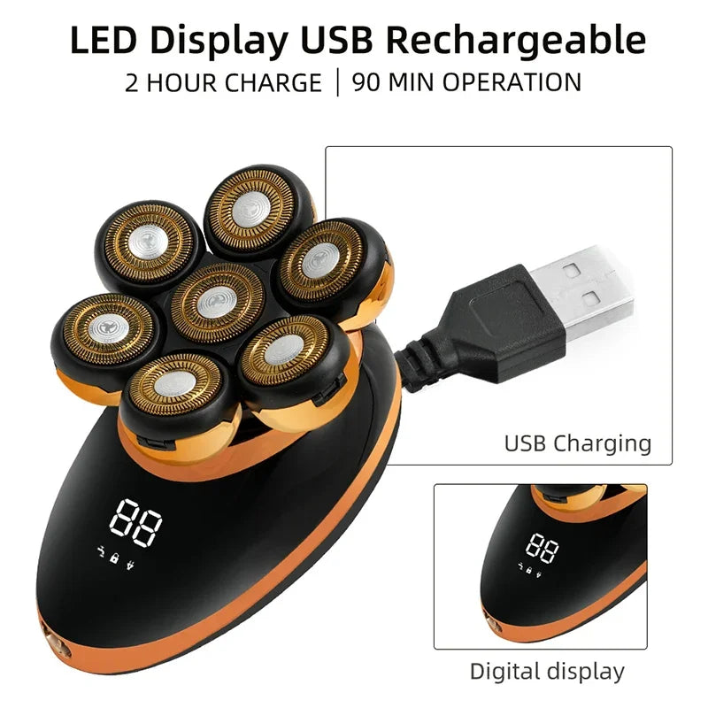 New Shaver For Men 7D Independently 7 Cutter Floating Head Rechargeable Waterproof Electric Razor Multifunction Trimmer For Men