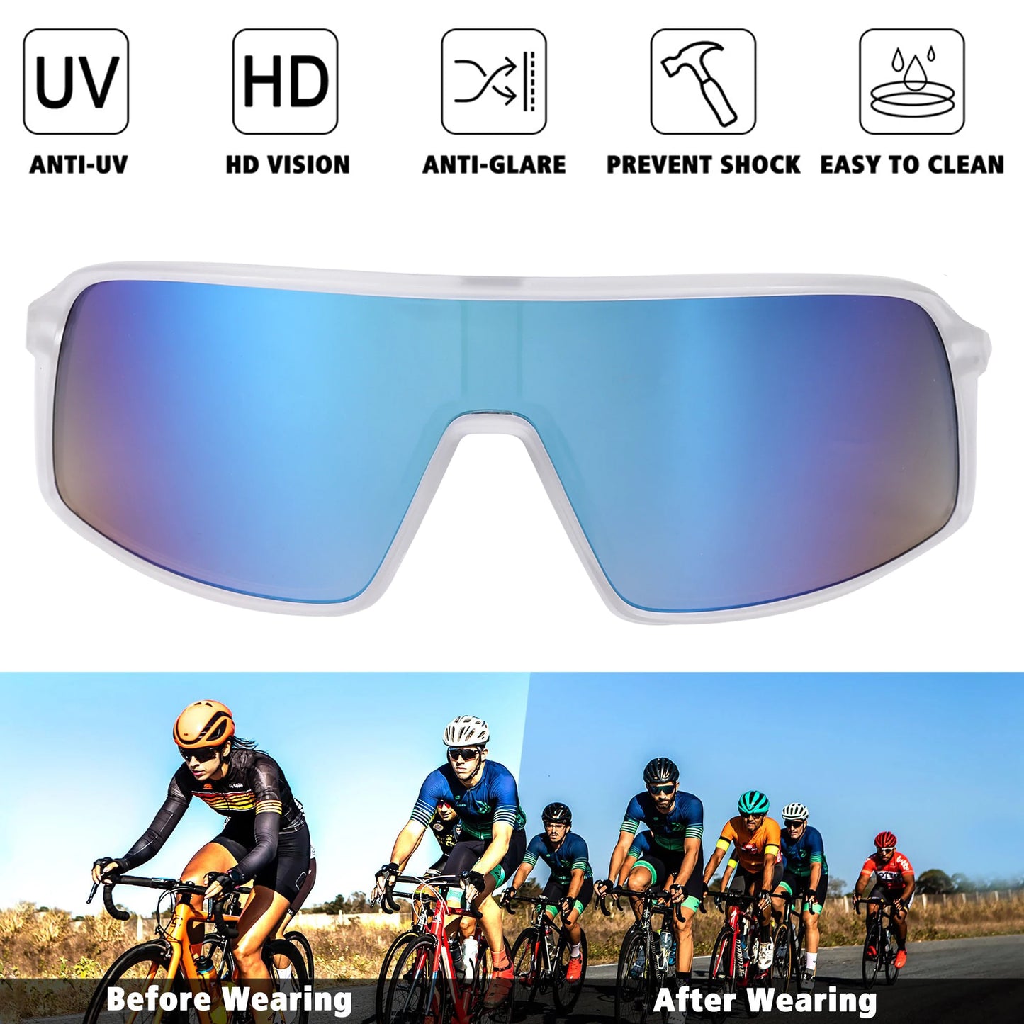 Sports Sunglasses Cycling Glasses Mountain Bike Sunglasses For Men Women UV400 Eye Protection Ultra Lightweight Material