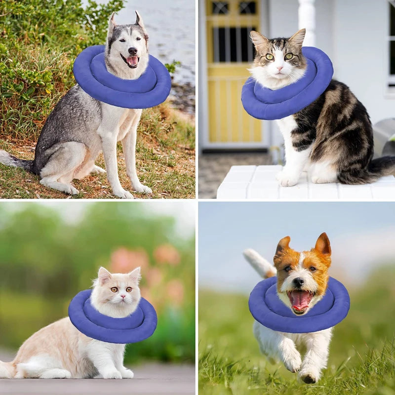 Pet Dog Cat Protection Collar Adjustable Elizabethan Collar Soft Ring Cat Dog Wound Healing Anti-Scratch Anti-Licking Headgear