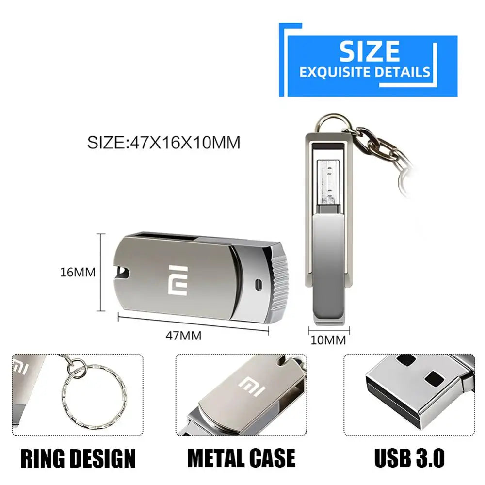 Xiaomi USB 16TB OTG Metal USB3.0 Pen Drive Key 8TB 4TB 2TB Type C High Speed Pendrive Mini Flash Drive Memory Stick Flash Disk