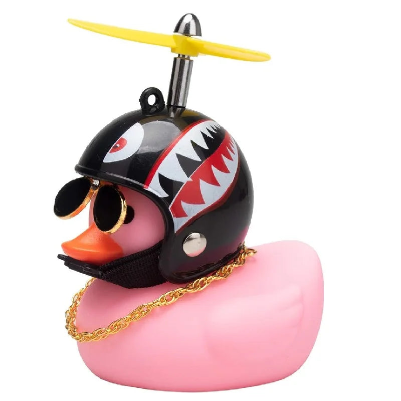 Rubber Duck Car Ornaments Dashboard Interior Decor with Sunglasses Necklace for Kids Toys Gifts Car Accessories