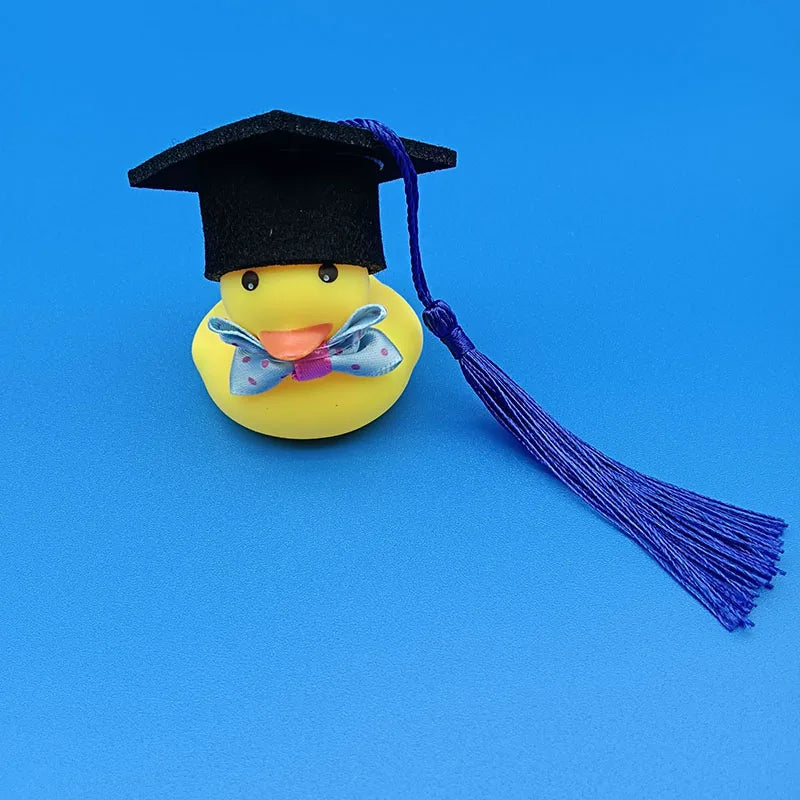 Car Dashboard Ornament Yellow Duck Cute Bachelor's Hat Duck with Red and Blue Tassel Hat Spike Decoration for Graduation Season