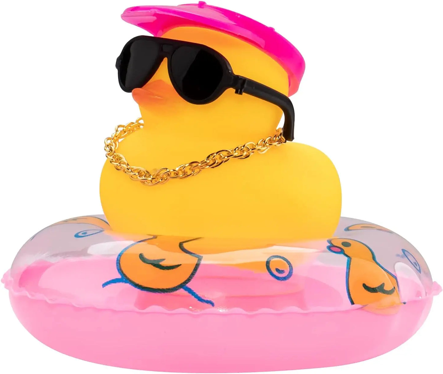 Rubber Duck Dashboard Decorations Camera Duck Car Accessories for Car Ornament with Mini Hat Swim Ring Necklace and Sunglasses