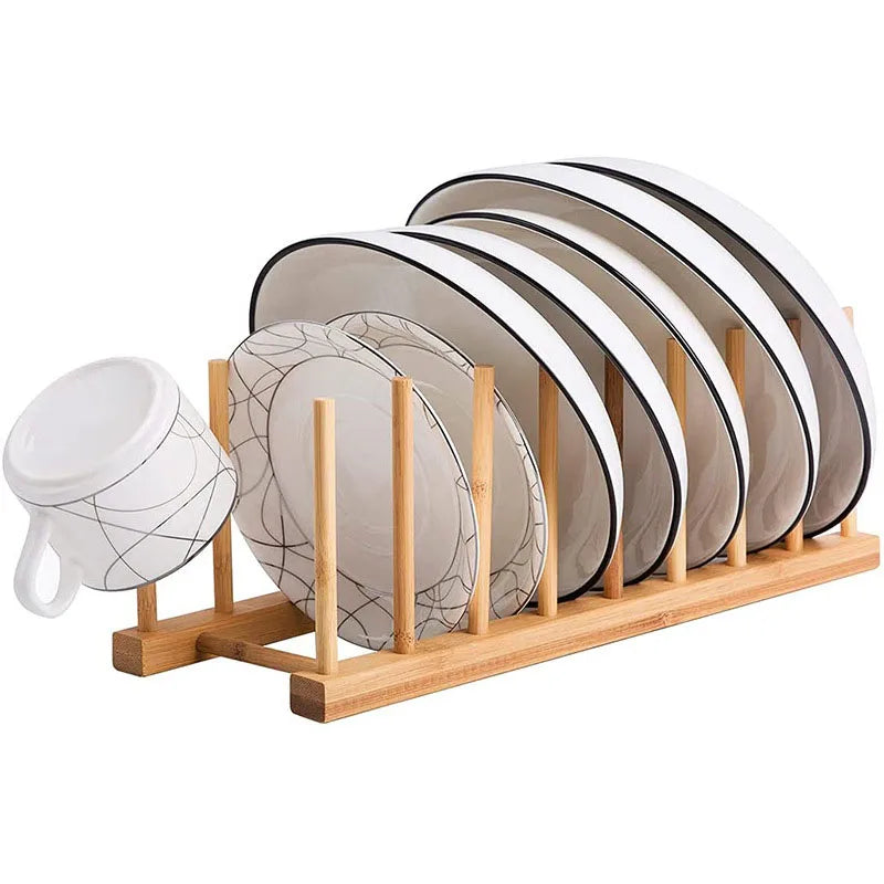 Wooden Drainer Stand Shelf Dish Rack Plates Holder DIY Kitchen Storage Cabinet Organizer For Dish Cutting Board/Plate/Cup/Pot