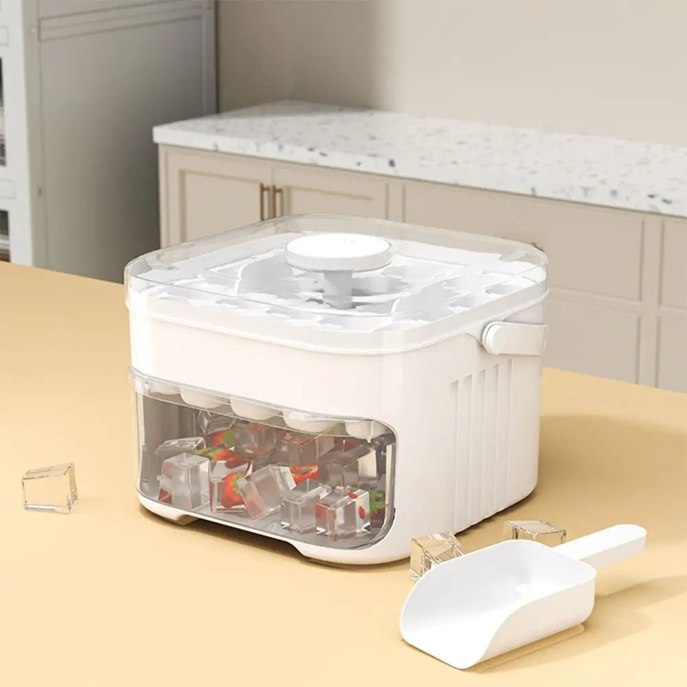 50-Cube Ice Maker with Easy Press Cap Large Capacity Double-layer Ice Cube Machine with Easy-press Lid Reusable Ice Cube Maker