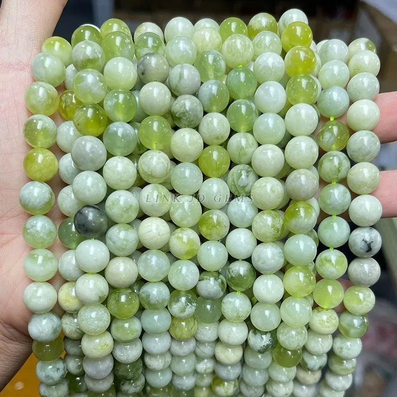 Natural Light Green White Mixed Jade Round Loose Spacer 10mm Bead For Jewelry Making Diy Bracelet Necklace Accessory Findings