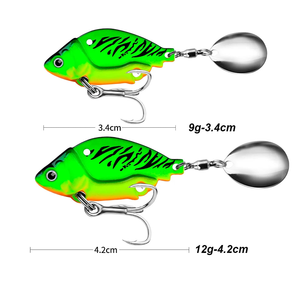 YUCONG 1PC Metal Spinnerbait 9g-12g Trolling Fishing Lure VIB Wobbler Sinking Spoon Swimbait With Sequin Rotating cebo duro Isca