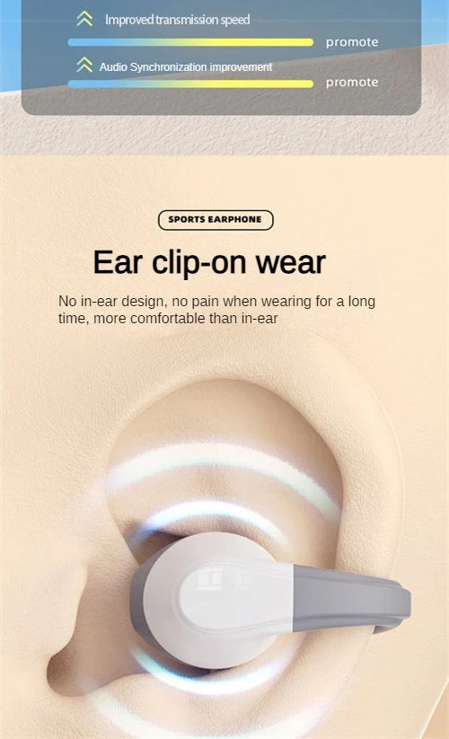 NEW Bluetooth 5.3 Wireless Bone Conduction Headphones T75 Clip Ear Music Noise Canceling Headset HD Call Sports Gaming Earphone