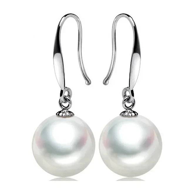 New trendy 925 Sterling Silver noble 10mm Pearl Drop Earrings Jewelry for Woman Girl Charm Wedding Engagement Party Gift Jewelry