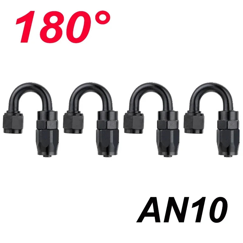 4X Universal AN4 AN6 AN8 AN10 AN12 Straight 45 90 120 180 Degree Oil Fuel Swivel Hose End Fitting Oil Hose End Adaptor Kit Black