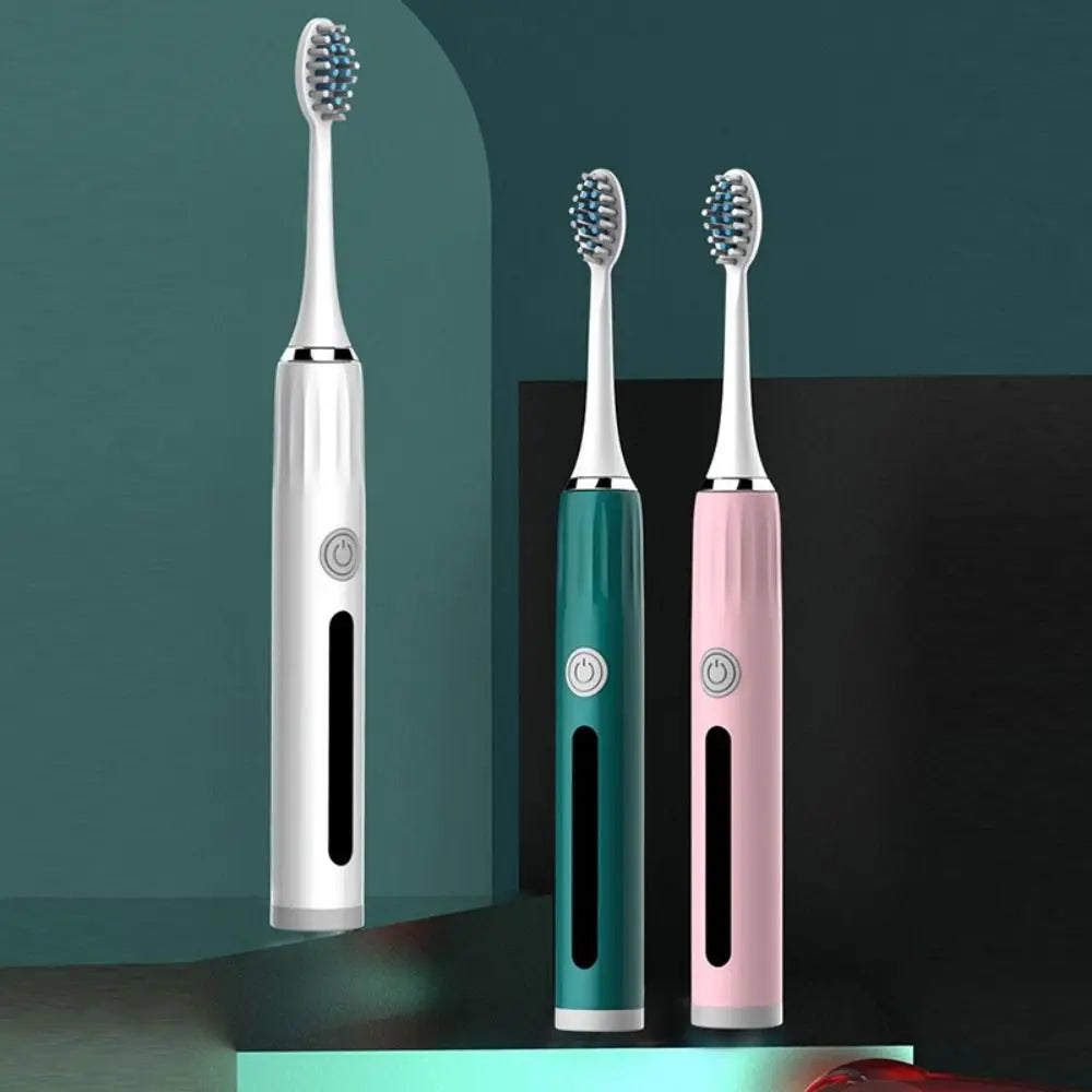 Ultrasonic Electric Toothbrush for Adults Toothbrush with 3 Brush Heads Long-Lasting Battery Powered Toothbrush Portable