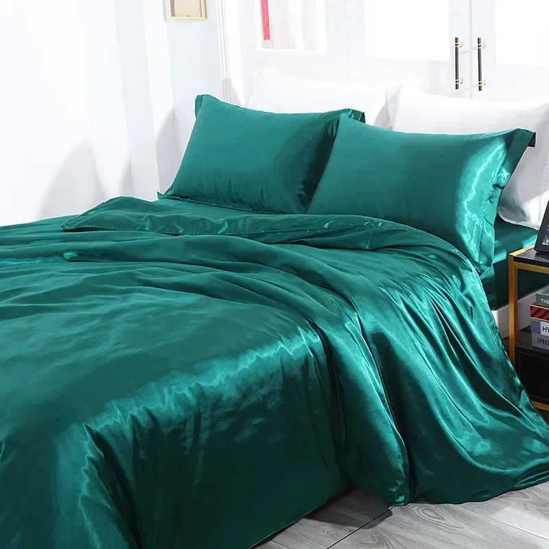 blending Mulberry Silk Bedding Set Silky High-end Queen Size Duvet Cover Set with Fitted Sheet Luxury Bedding Sets King Bed Sets
