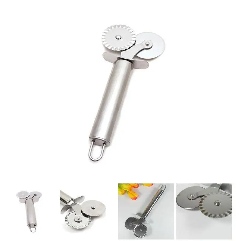 Pizza Cutter Round Double Wheel Roller Stainless Steel Kitchen Tool For Pastry Pasta