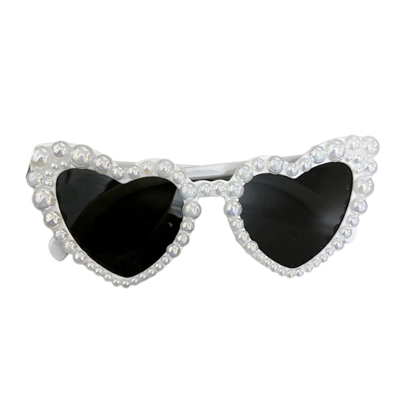 Wedding Party Pearl Frame Sunglasses for Bride Adult Carnivals Taking Photo Glasses Seaside Party Heart Frame Sunglasses T8NB