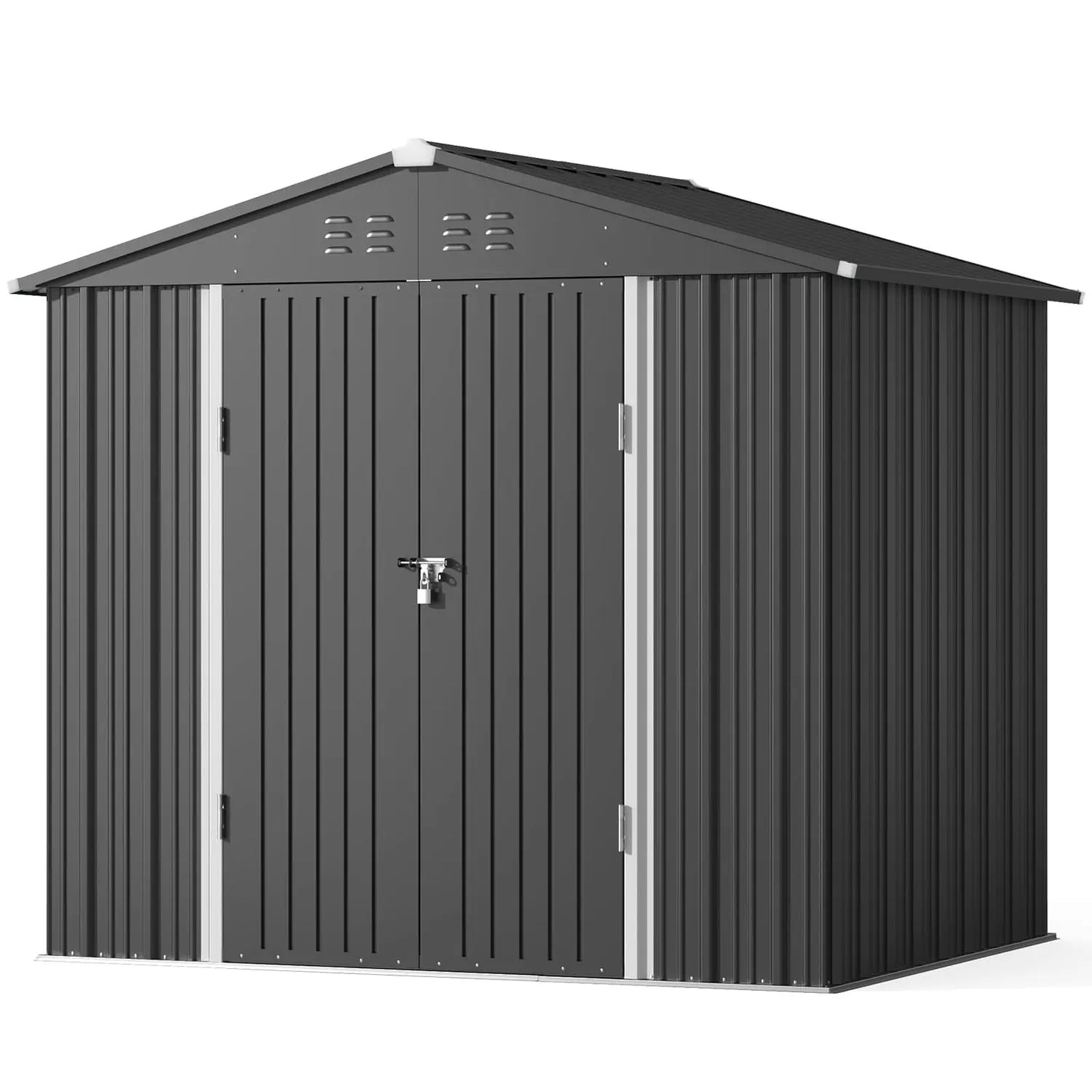 Outdoor Storage Shed 8 x 6 FT, Galvanized Metal Garden Shed with Double Lockable Doors, Outdoor Storage Clearance, Customized