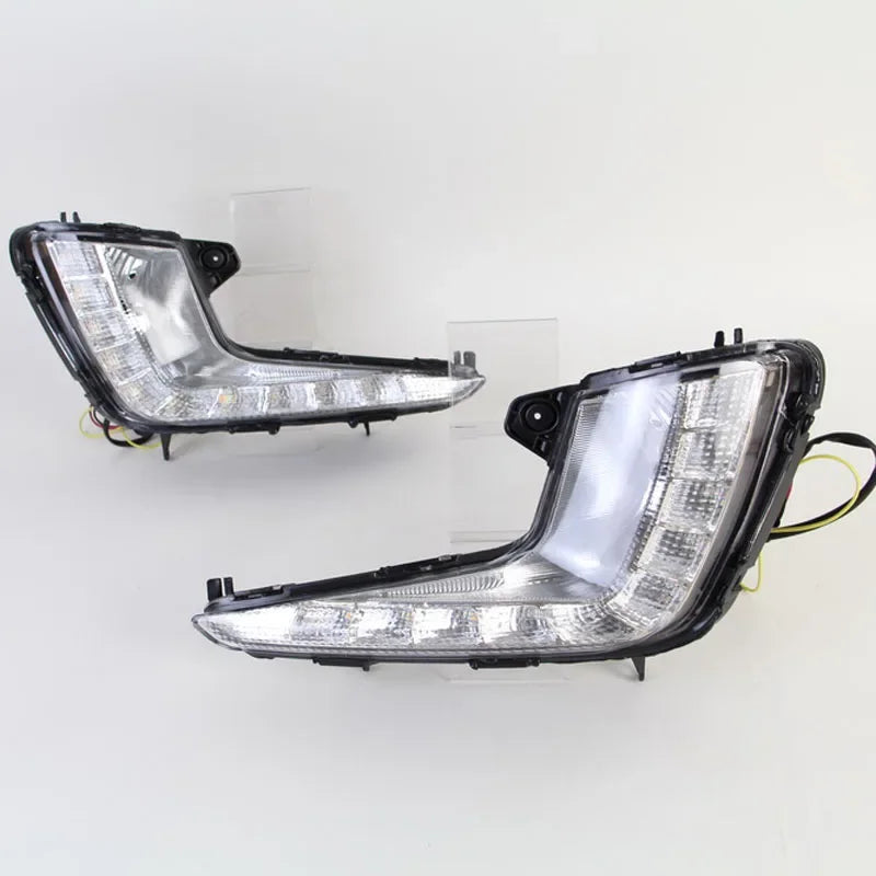 Car LED DRL 12V Daylights For Kia Rio K2 2011 2012 2013 2014  Yellow Turn Signal Daytime Running Headlamps Auto Driving Fog Lamp