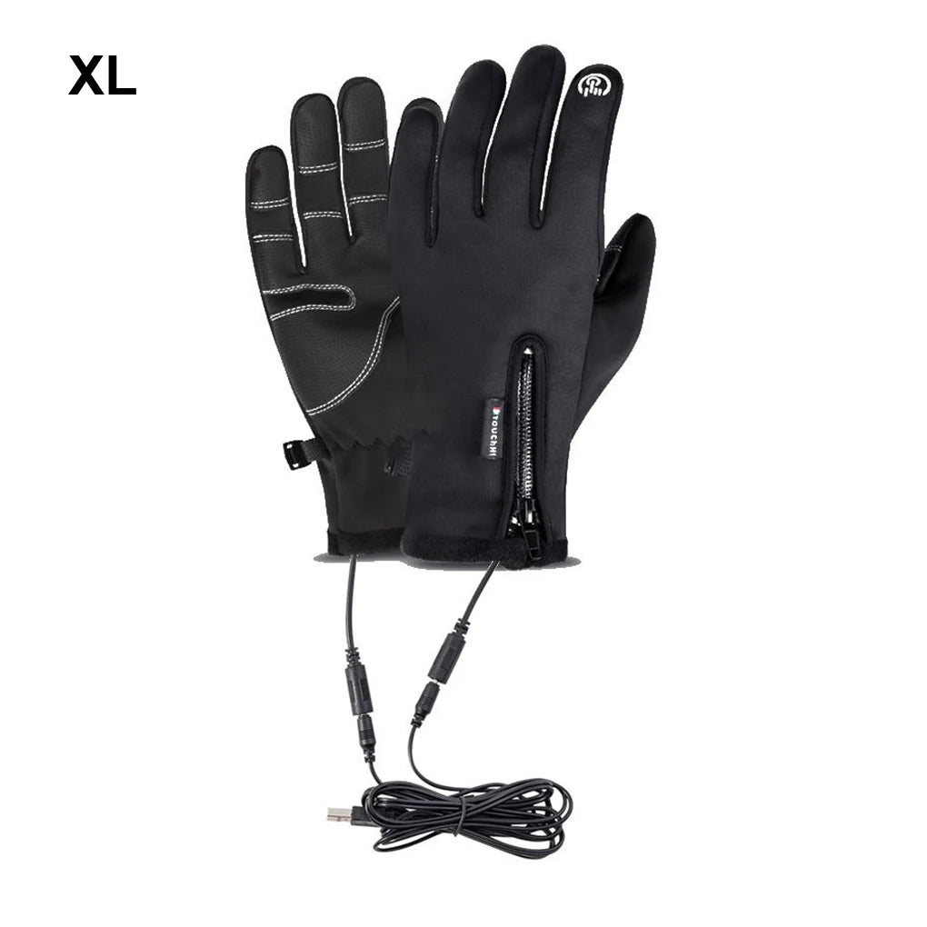 M-XXL USB Touch Screen Gloves Heated Motorcycle Gloves Cycling Running Ski Winter Gloves Hiking Walking Anti-Slip Glove