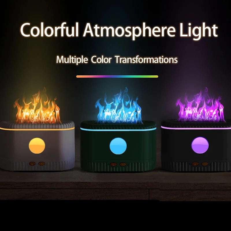 Colorful Flame Night Light Air Humidifier Purifier Aroma Diffuser USB Ultrasonic Cool Mist Sprayer Essential Oil Fragrance