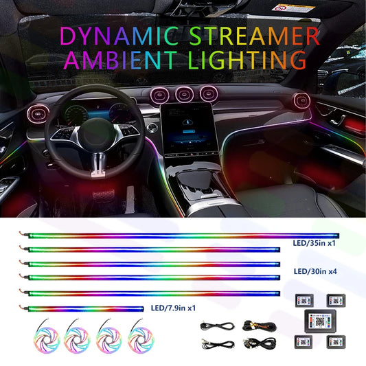 Universal Symphony Car Ambient Lights LED Interior RGB Streamer Decoration Atmosphere Lamp APP Remote Acrylic Strip Colorful