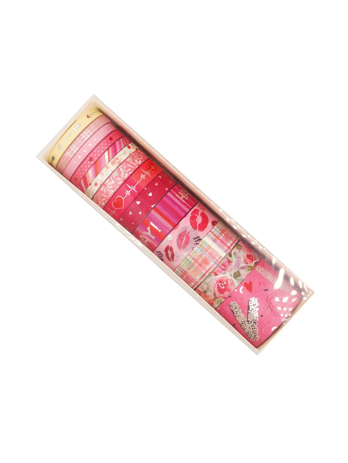 Romantic Valentine's Day washi tape,heart flower silver foil decoration material,DIY creative handmade gift for journals, greeti
