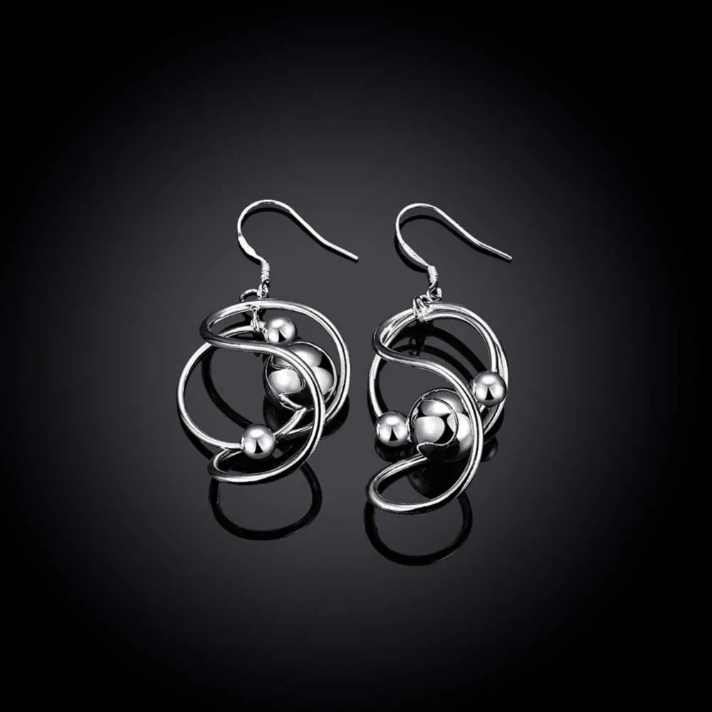 Hot New 925 Sterling Silver Earrings Korean Vintage Twisted Ball Long Dangle  For Women Fashion Gifts Wedding Jewelry