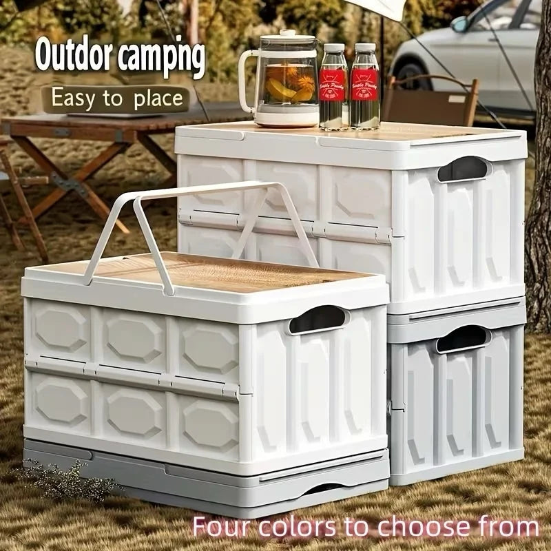 1 Outdoor Camping Storage Box with Lid, Multi-Purpose Large Capacity Car Trunk Organizer, Portable Stall Sorting Box, Suitable F