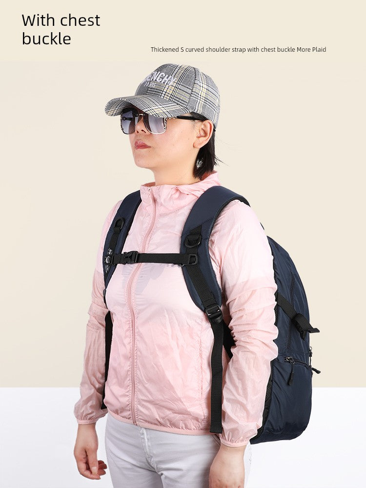 Travel Business Gingham Nylon Cloth Neutral Backpack