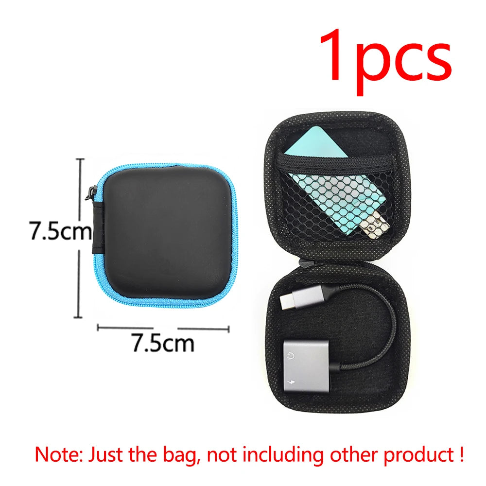 Earphone Data Storage Bag Oval Square Rectangle Cable Organizer Bags Mini Zipper Pouch Tech Gadgets Portable Charger U Disk Case
