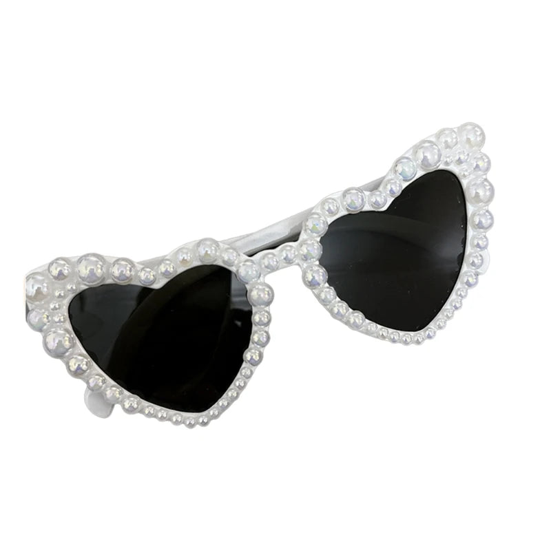 Wedding Party Pearl Frame Sunglasses for Bride Adult Carnivals Taking Photo Glasses Seaside Party Heart Frame Sunglasses T8NB